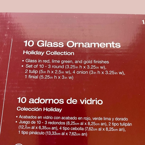 Home Decorators Collection Set of 10 Glass Christmas Ornament Gold Red Crackle - Picture 13 of 15